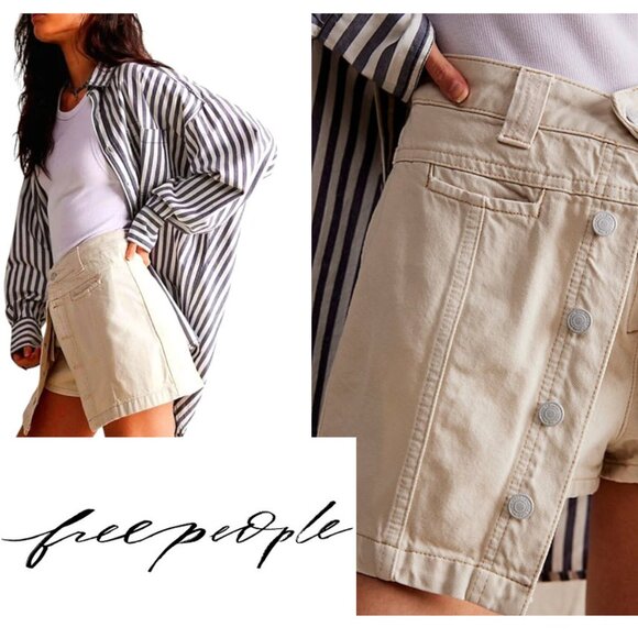 Free People We The Free Midnight Sun Mid RiseSkort in Natural Sz 28